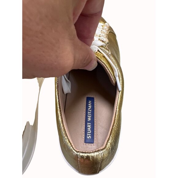 Stuart Weitzman Women’s Gold Shimmer Shoe/Sneakers Sz 9.5 SKU 5033 - Picture 10 of 12